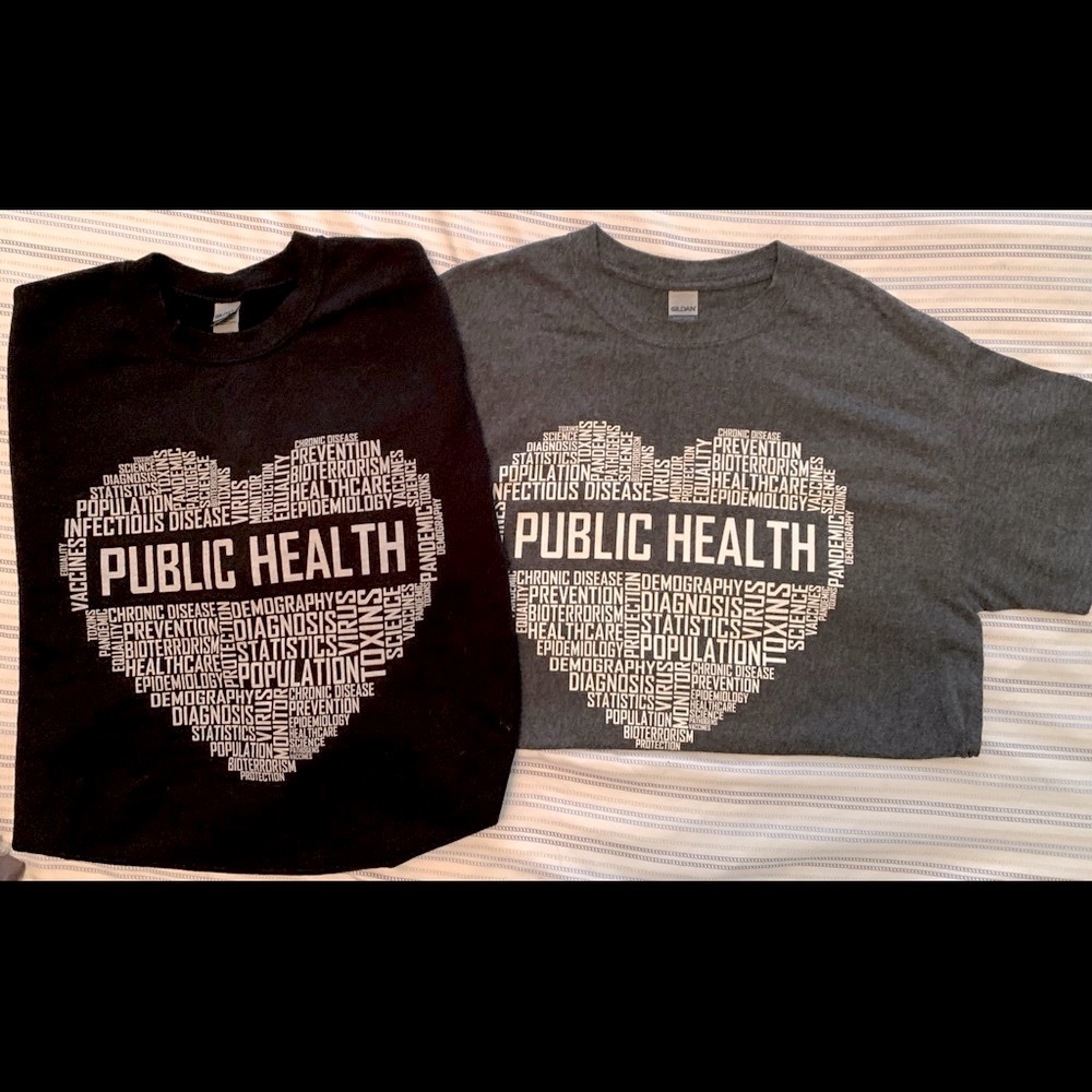 Gildan UNISEX Public Health Awareness Gray T-shirt & Black Crewneck Sweatshirt